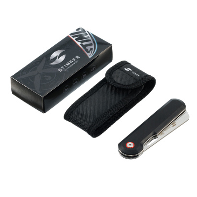 Нож складной Stinger, 114 мм (серебристый), сталь 440A, материал рукояти: стеклотекстолит G10 (черный), в картонной коробке