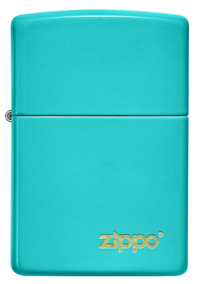 Зажигалка ZIPPO Classic с покрытием Flat Turquoise, латунь/сталь, бирюзовая, глянцевая, 38x13x57 мм