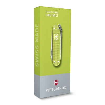 Нож-брелок VICTORINOX Classic SD Alox Colors "Lime Twist", 58 мм, 5 функций, светло-зелёный