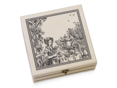 Подарочный набор с чаем Чайный букет в деревянной шкатулке, натуральный