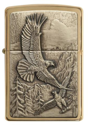 Зажигалка ZIPPO Eagles, с покрытием Brushed Brass, латунь/сталь, золотистая, матовая, 38x13x57 мм