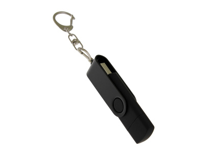 USB-флешка на 32 Гб 2 в 1 поворотный механизм, c дополнительным разъемом Type-C с одноцветным металлическим клипом, черный , размер 32ГБ