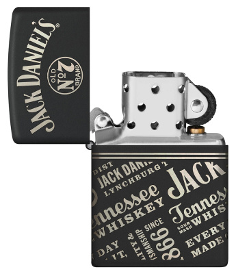 Зажигалка ZIPPO Jack Daniel's с покрытием Black Matte, латунь/сталь, разноцветная, 38x13x57 мм
