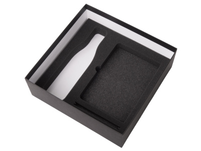 Подарочный набор c блокнотом C3, ручкой и термобутылкой, темно-синий , размер магнитная обложка