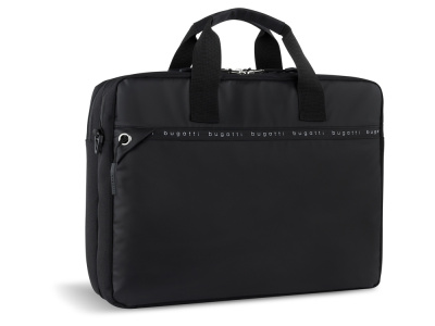 Портфель мужской BUGATTI БЛАНК ОБЛЕГЧЕННАЯ | BLANC DELIGHT, чёрный, нейлон RPET600D/тарпаулин/полиэстер, 40х10х29 см, 10 л