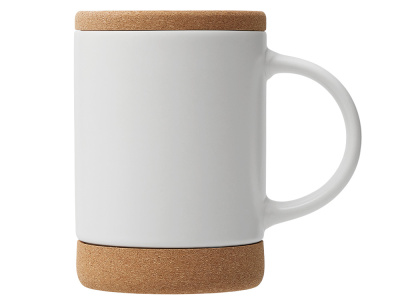 Кружка 450 мл с пробковым дном с крышкой Корк & Бон, белый