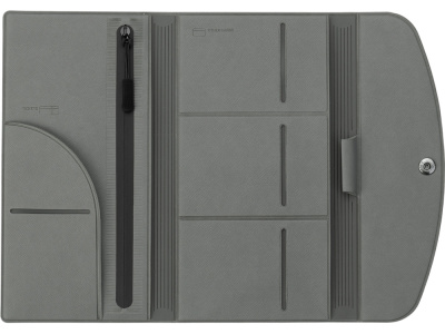 Органайзер для документов на кнопке с отделением для купюр и ручки, упаковка в индивидуальный пакет, серый