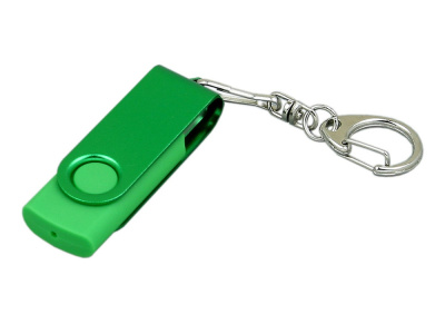 Флешка промо поворотный механизм, с однотонным металлическим клипом, 32 Гб, зеленый , размер 32ГБ