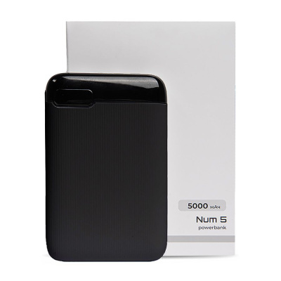 Универсальный аккумулятор Num 5 (5000 мАч), черный, 10,2х6.3х1,2 см