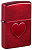 Зажигалка ZIPPO Stamped Heart Design с покрытием Candy Apple Red™, латунь/сталь,красная,глянцевая, 38x13x57мм