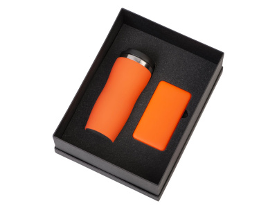 Подарочный набор c вакуумной термокружкой и повербанком С1, оранжевый , размер 5000 mAh