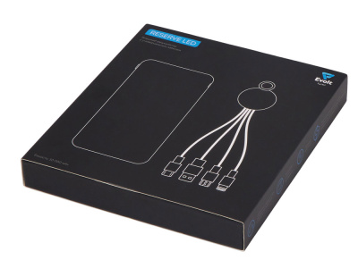 Набор из внешнего акуумулятора и универсального кабеля с подсветкой лого Reserve LED, 10000mAh, темно-синий