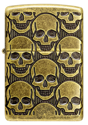 Зажигалка ZIPPO Armor® Cackling Cranium с покрытием Antique Brass, латунь/сталь, золотистая, матовая, 38x13x57 мм