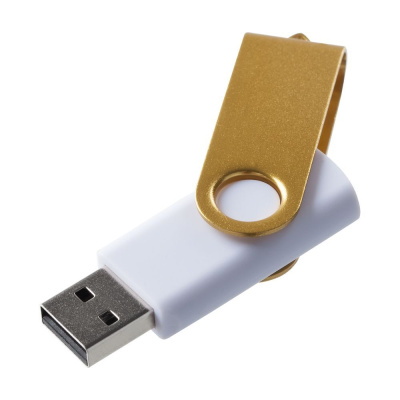 Флешка Twist Color, белая с желтым