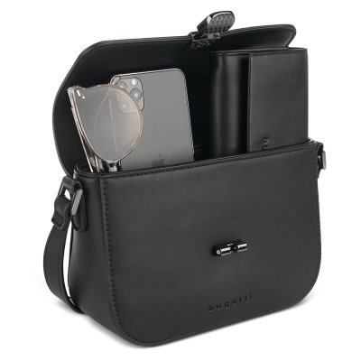 Сумка женская BUGATTI НЕЛА | NELA, черная, полиуретан, 22х8х15,5 см