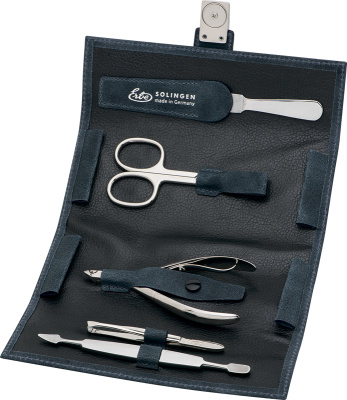 Маникюрный набор Erbe, 5пр. Футляр: натур.кожа, цвет- морская волна