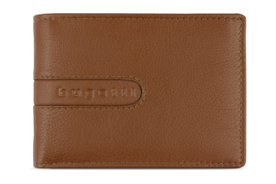 Портмоне BUGATTI ШЕДЕВР | BOMBA, с защитой данных RFID, коньячного цвета, кожа козы/полиэстер, 12,5х2х9 см