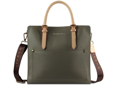 Сумка-портфель женская BUGATTI ЭЛЛА | ELLA, оливковая, полиуретан, 30х11,5х28 см