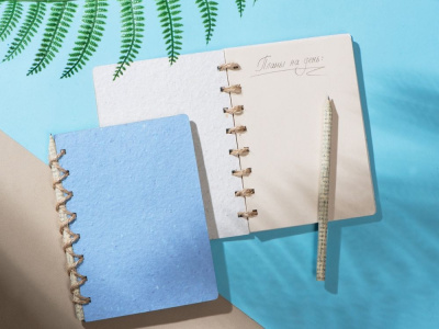 Живой блокнот с семенами цветов, А6, синий , размер A6