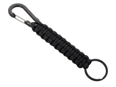 Брелок-веревочка Austere с карабином и кольцом, черный