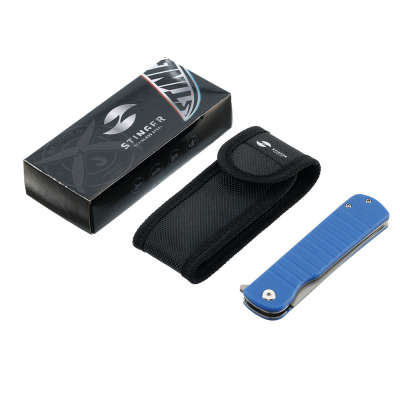 Нож складной Stinger, 107 мм (серебристый), сталь D2, материал рукояти: стеклотекстолит G10 (синий), в картонной коробке