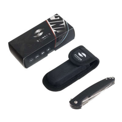 Нож складной Stinger, 106 мм, (серебристый), материал рукояти: сталь D2, стеклотекстолит G10