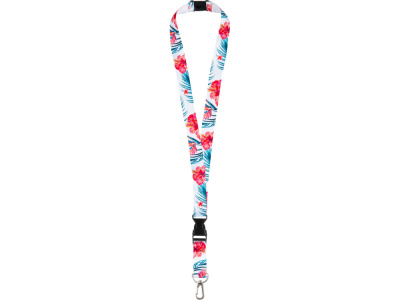 Ланъярд 2 см под сублимацию с карабином, межуровневым замком и замком обрыва, серебристый