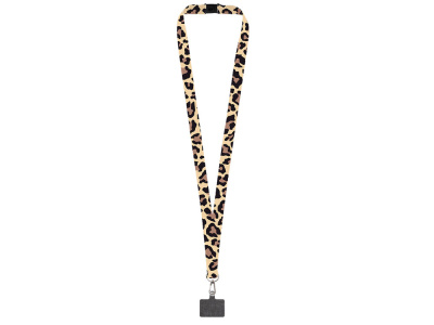 Ланъярд 2 см под сублимацию с трендовым карабином, замком обрыва и большим держателем для телефона из ПЭ, серебристый