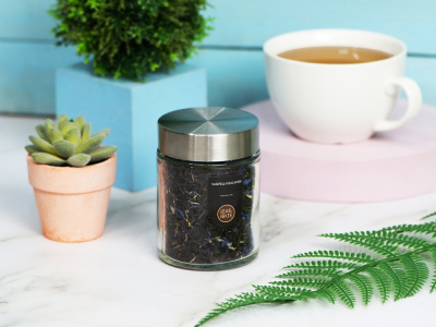 Чай черный, серия Essence, с чабрецом и лепестками василька, стеклянная банка