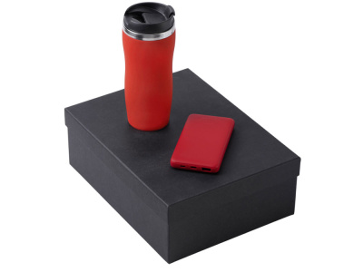 Подарочный набор c вакуумной термокружкой и повербанком С2, красный , размер 10000 mAh