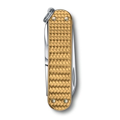 Нож-брелок VICTORINOX Classic SD Precious Alox "Brass Gold", 58 мм, 5 функций, золотистый
