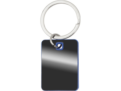 Металлический брелок с пластиковой цветной вставкой SteelPop Rct, серебристый с синим