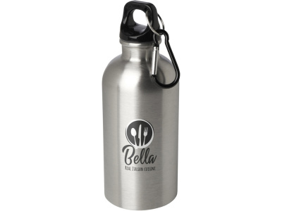 Одностенная бутылка для воды с карабином Oregon, изготовленная из нержавеющей стали, сертифицированной по стандарту RCS, объемом 400 мл - Серебряный , размер 400 мл