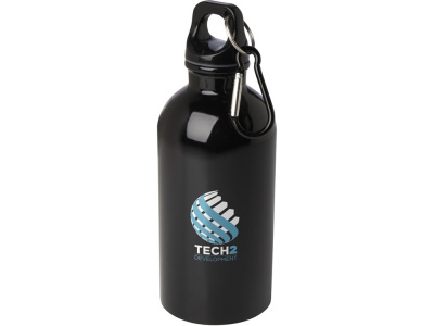 Одностенная бутылка для воды с карабином Oregon, изготовленная из нержавеющей стали, сертифицированной по стандарту RCS, объемом 400 мл - сплошной черный , размер 400 мл