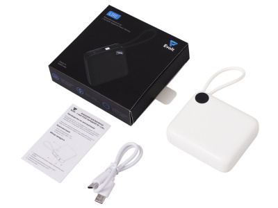 Внешний аккумулятор со встроенным кабелем Liri, QC/PD, 10000 мАч, теплый белый